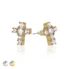 CROSS PAIR OF MICRO PAVED STAINLESS STEEL PIN EARRINGS CROSS PAIR OF MICRO PAVED STAINLESS STEEL PIN EARRINGS